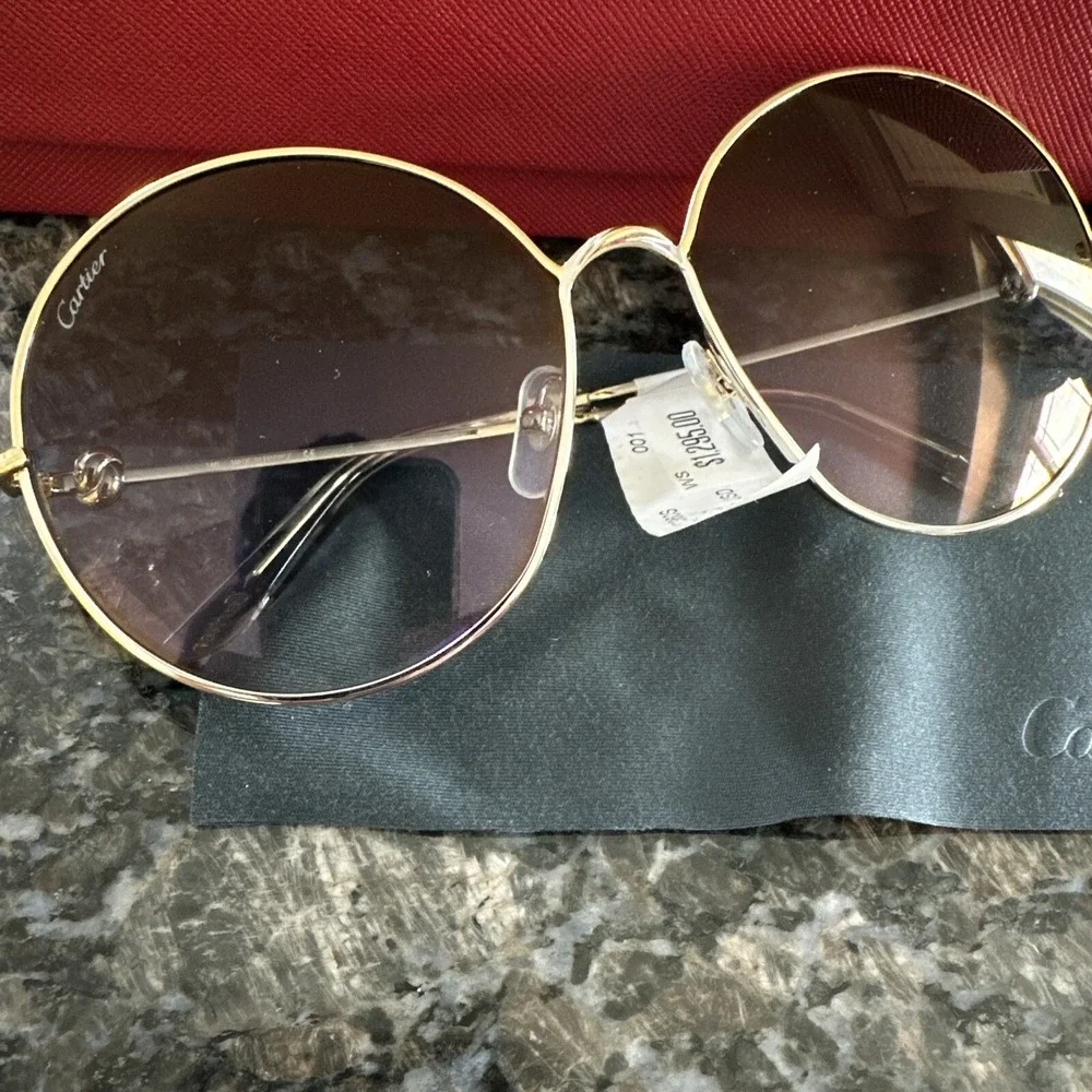 Cartier Trinity sun‎ glasses. Gold Frame CT0360S 001. New Full Kit!  $1295
